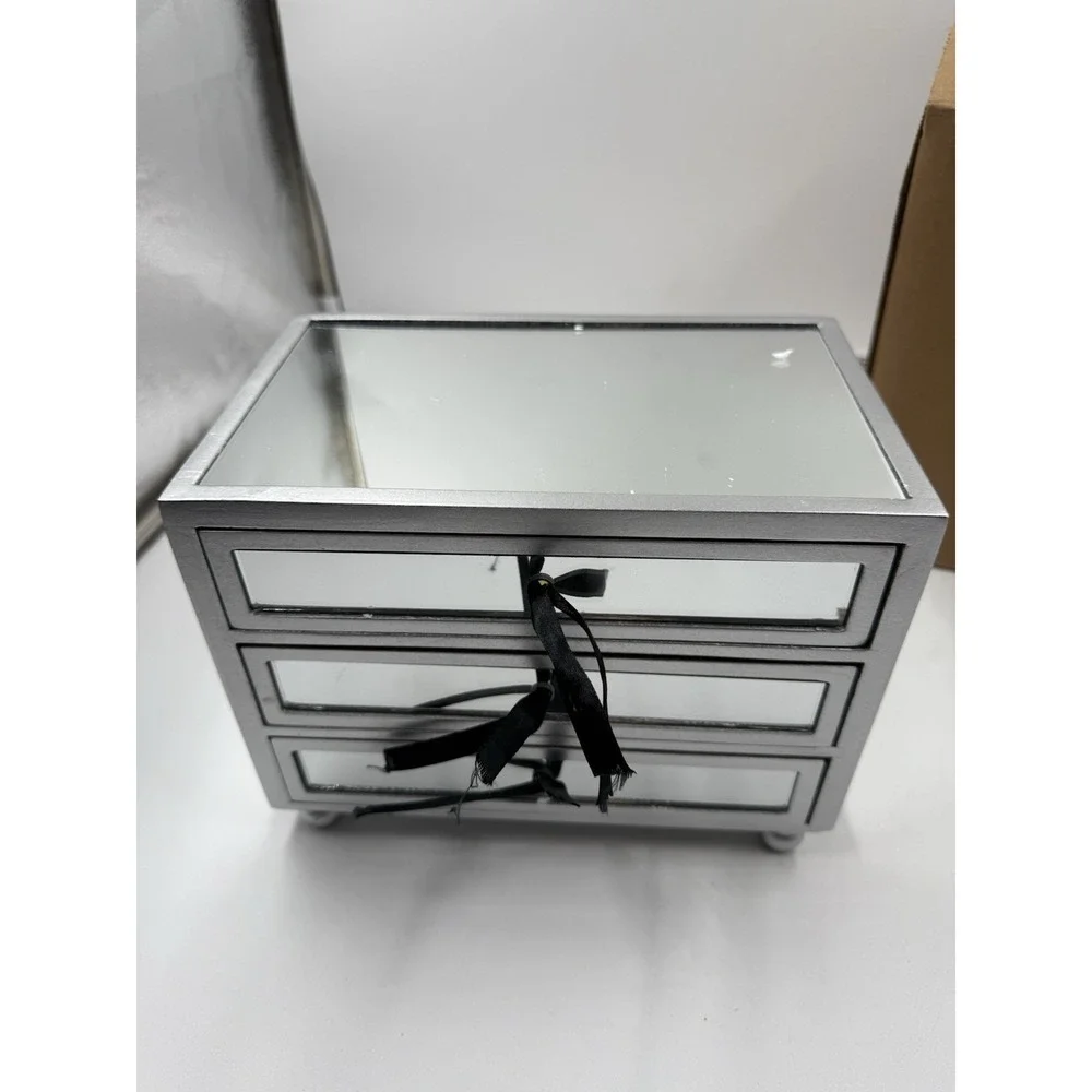 Gifturbo 3‎ Layer Mirror Glass Jewelry Box For Women Girls Jewelry Organizer Box